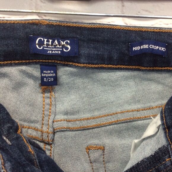 Ralph Lauren Chaps Jeans Women's Size 8/29 Mid Rise Crop Kick ‘Verona’ Dark Wash - Picture 4 of 10